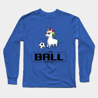 Cool Unicorn is playing soccer Long Sleeve T-Shirt